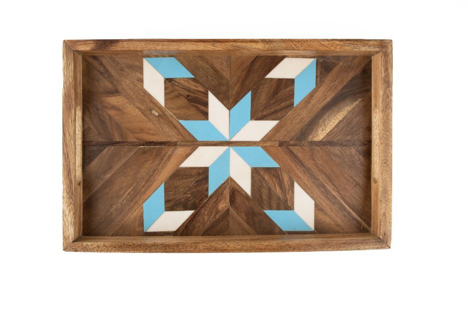 Blue and White Resin Serving Tray