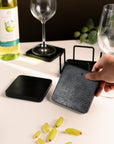 Coasters Wooden Black with stand