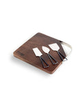 Wooden Cheese Platter Gun Metal with knives