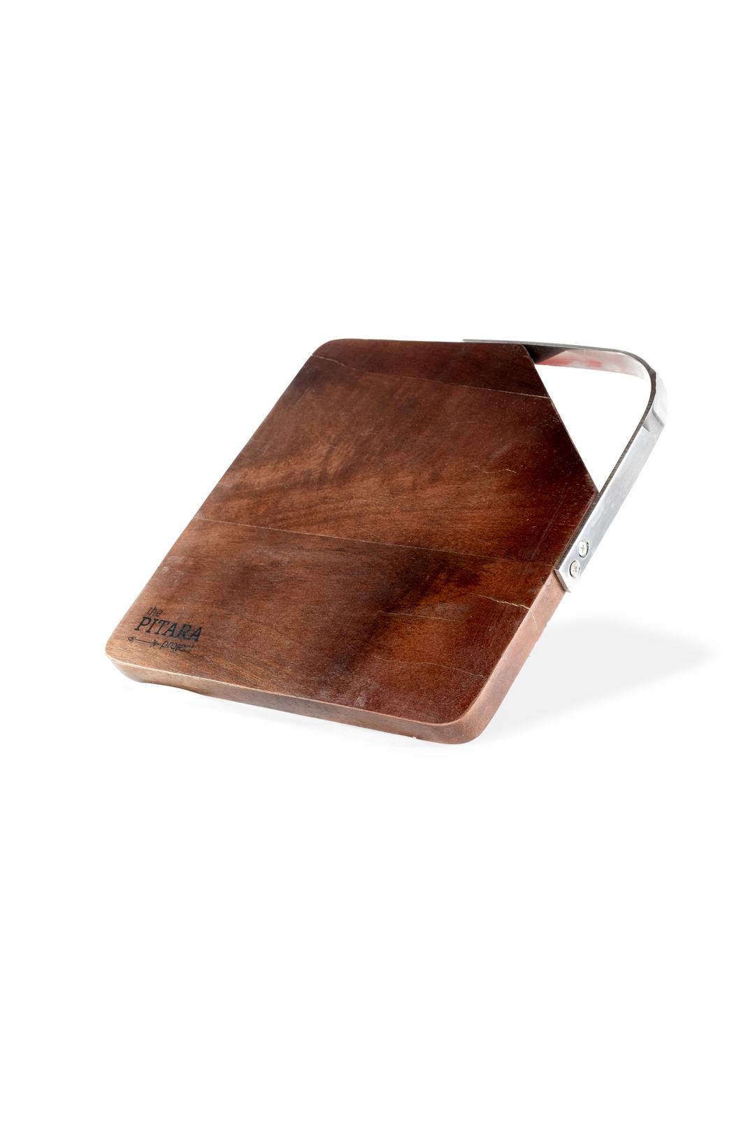 Wooden Cheese Platter Gun Metal with knives