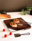 Wooden Cheese Platter Gun Metal with knives