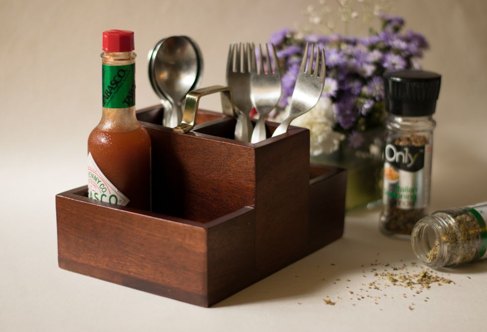 Wooden Condiment Stand Small