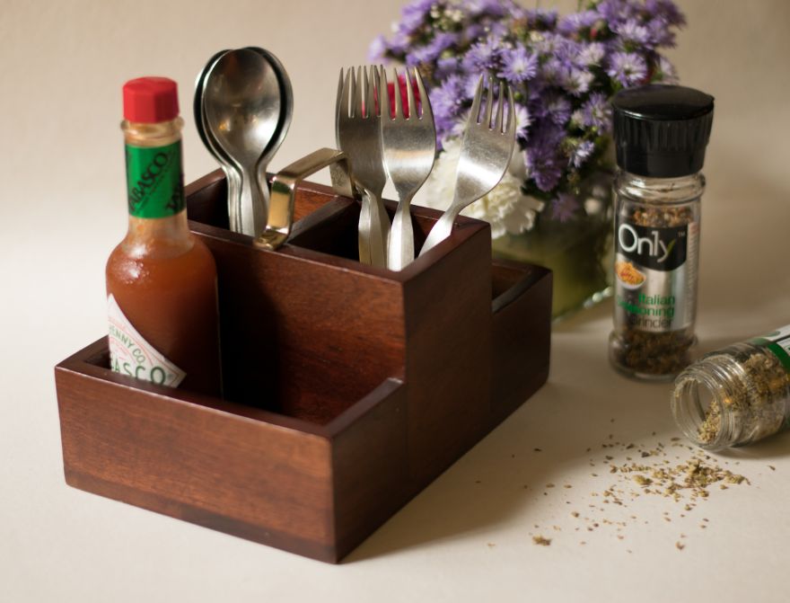 Wooden Condiment Stand Small