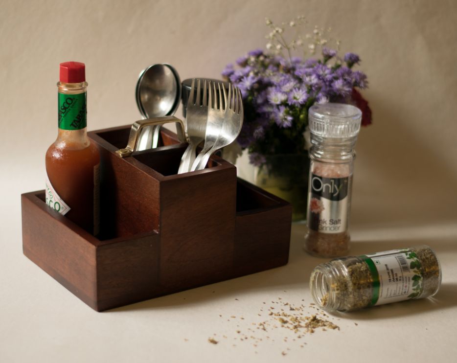 Wooden Condiment Stand Small