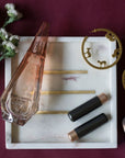 Marble Tray Square White/Brass