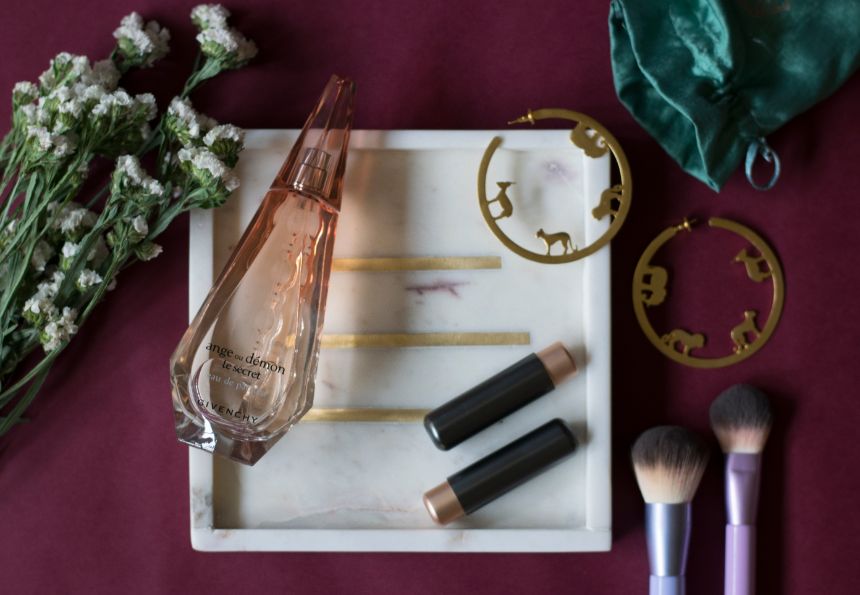 Marble Tray Square White/Brass