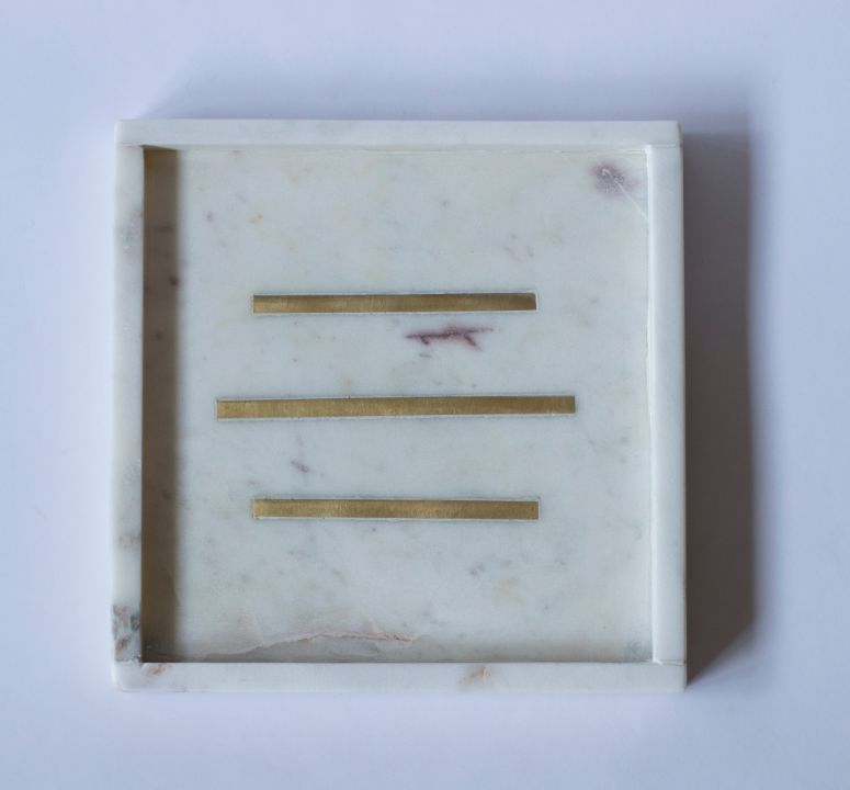 Marble Tray Square White/Brass