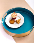 Metal Tray - Solid Blue Round