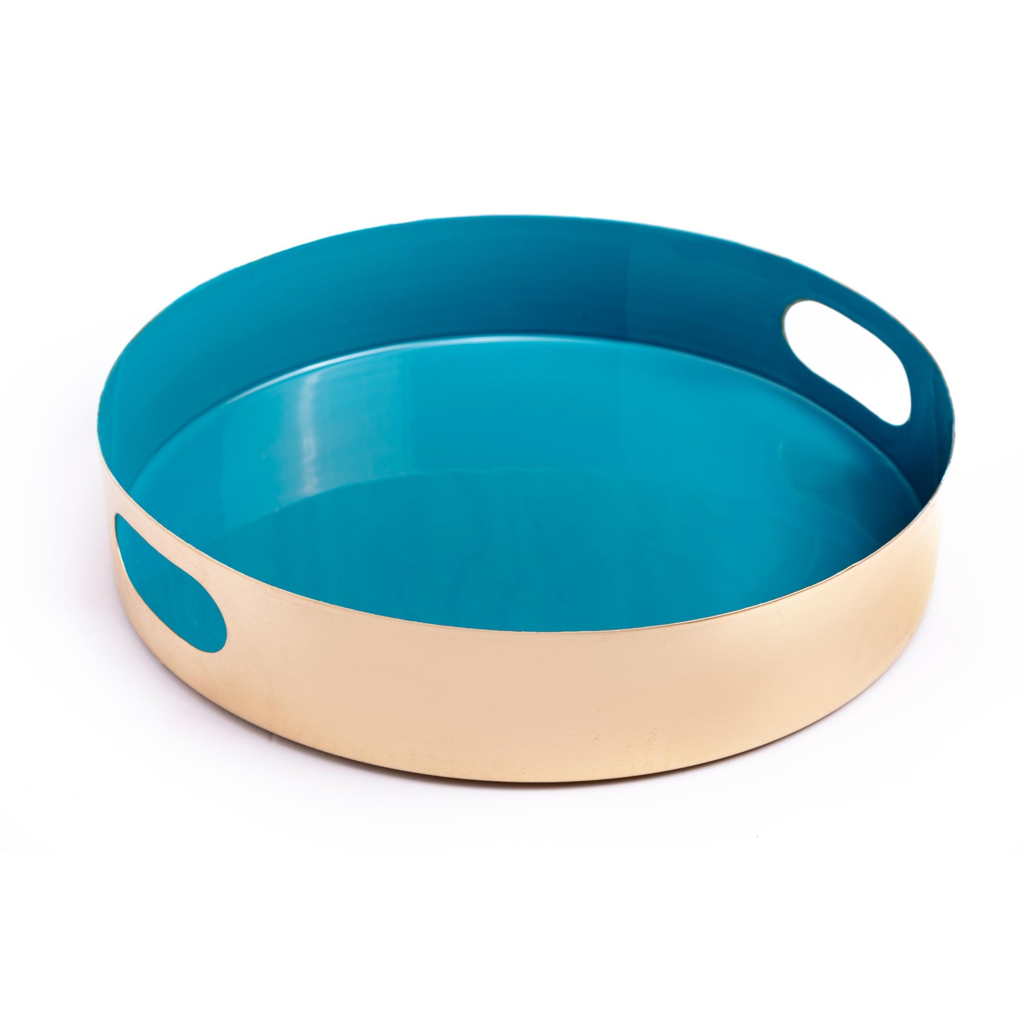 Metal Tray - Solid Blue Round