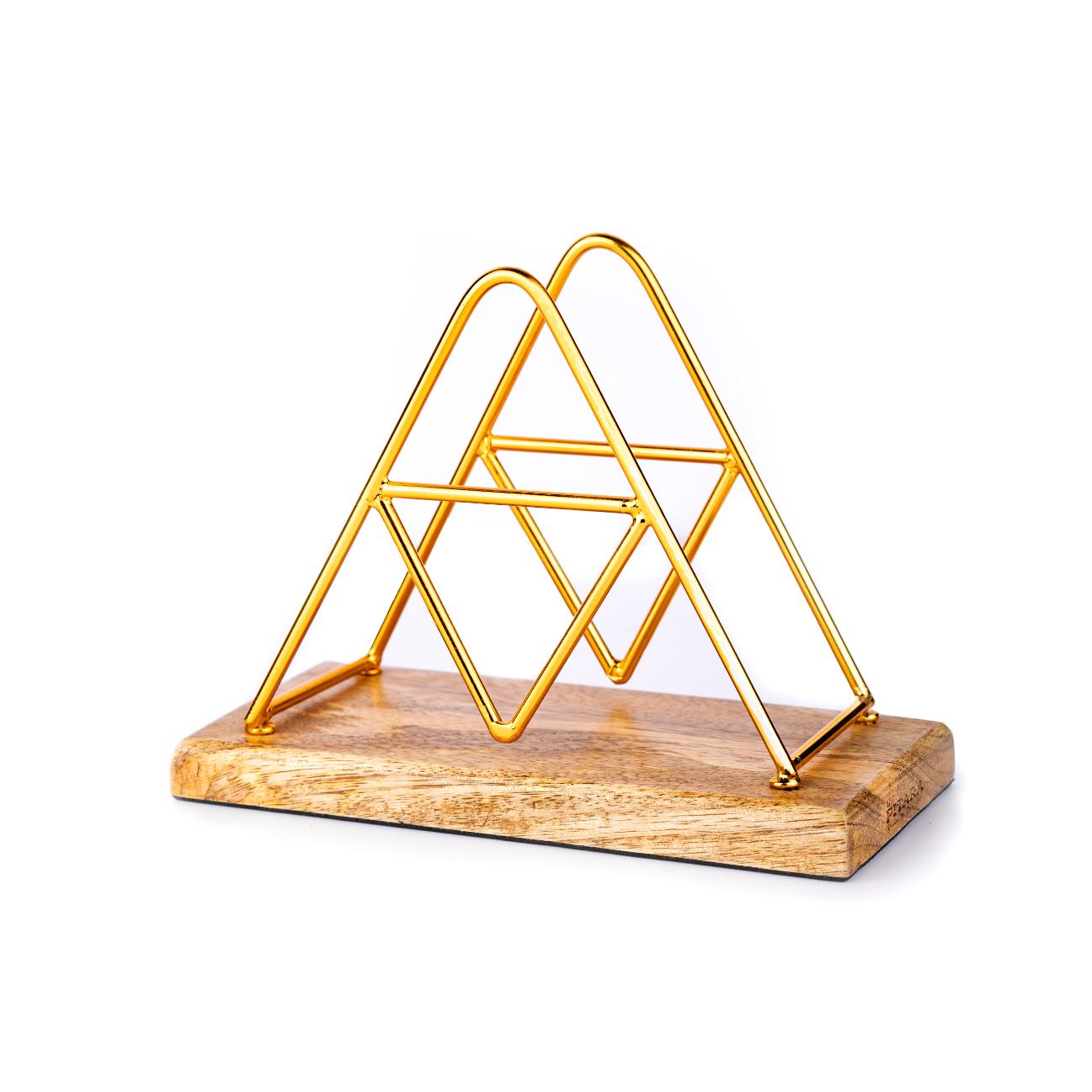 Napkin Holder Wooden Golden Triangle