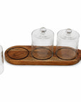 Wooden Platter - With Glass Dome