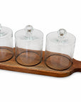 Wooden Platter - With Glass Dome