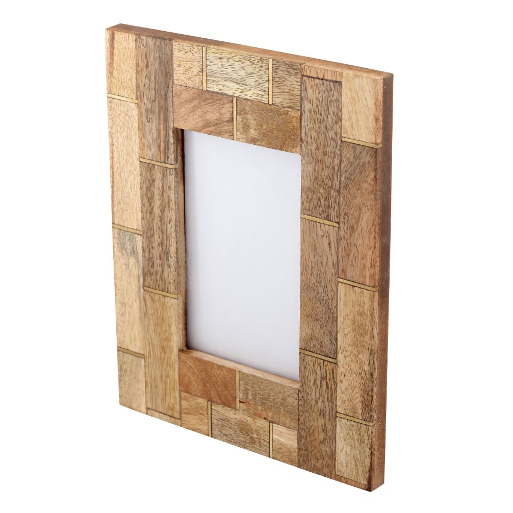 Photo Frame Wood Brass Inlay