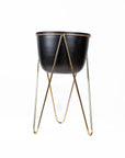 Planter Black Matte with Gold Tripod