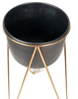 Planter Black Matte with Gold Tripod