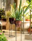 Planter Copper Antique with Black Stand