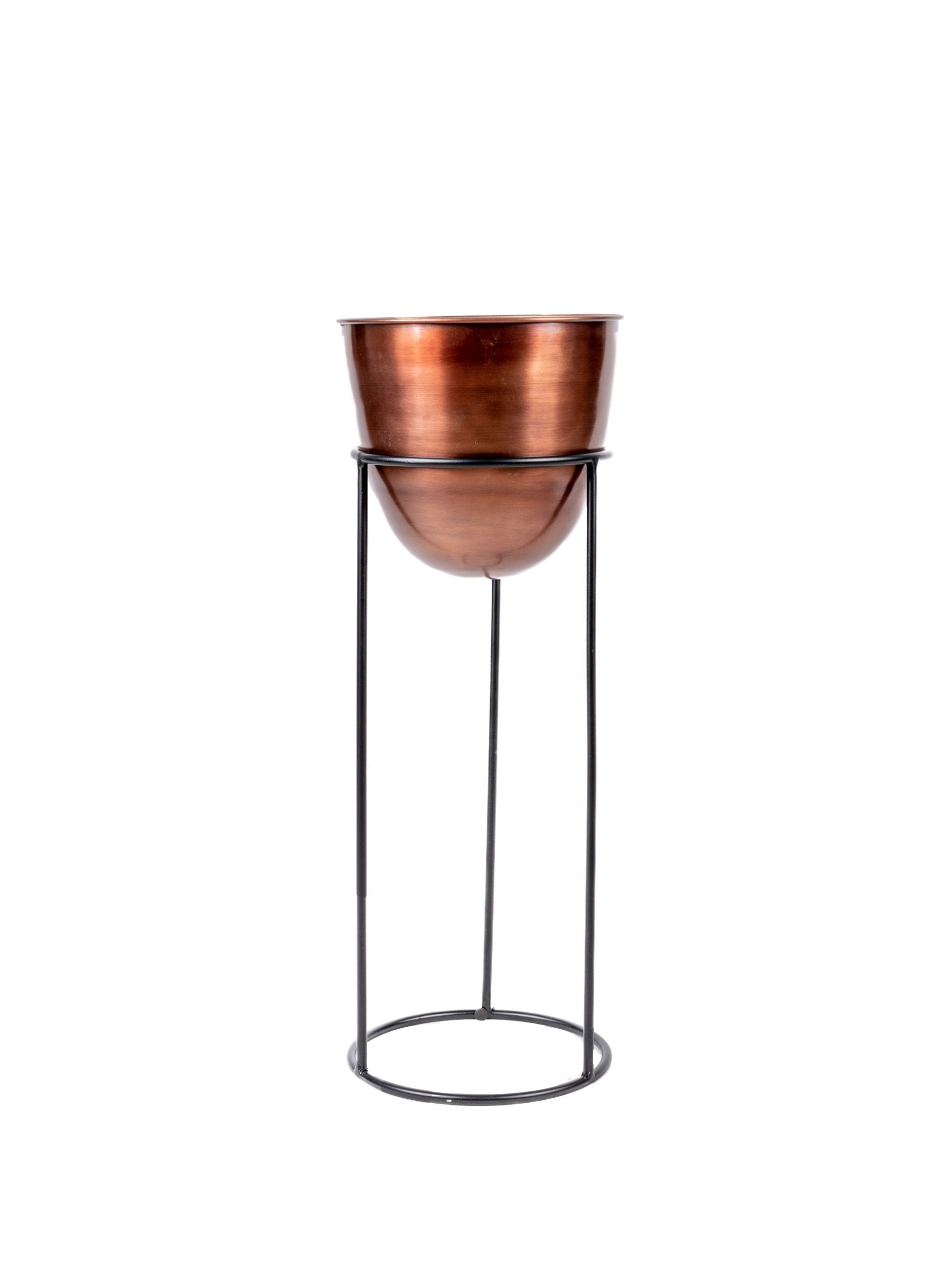 Planter Copper Antique with Black Stand