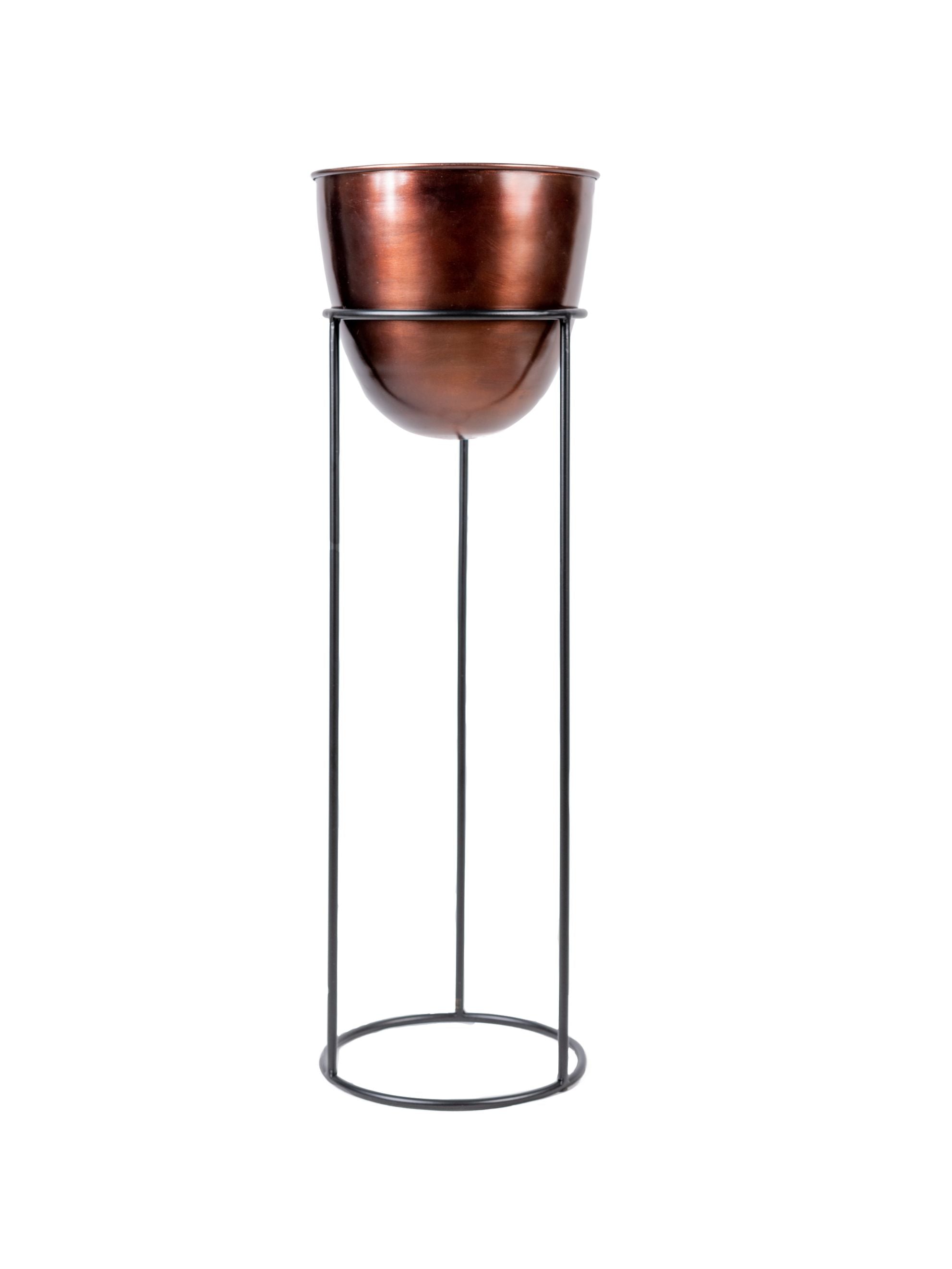 Planter Copper Antique with Black Stand