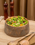 Salad Bowl + Server Set Wooden Vintage Grey