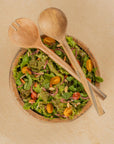 Salad Bowl + Server Set Wooden Vintage Grey