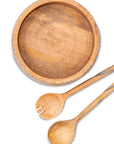 Salad Bowl + Server Set Wooden Vintage Grey
