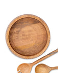 Salad Bowl + Server Set Wooden Vintage Grey