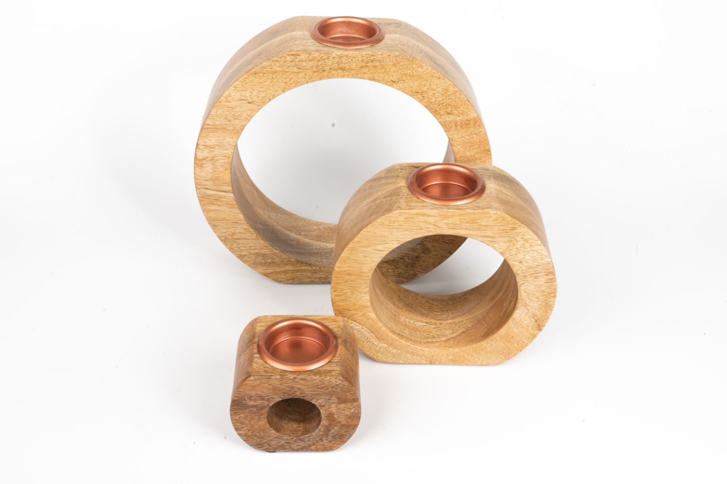 T-Light Holder Wooden Round Hollow