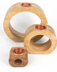 T-Light Holder Wooden Round Hollow