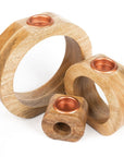 T-Light Holder Wooden Round Hollow