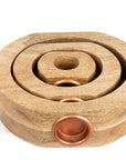 T-Light Holder Wooden Round Hollow