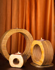 T-Light Holder Wooden Round Hollow