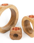 T-Light Holder Wooden Round Hollow