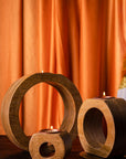 T-Light Holder Wooden Round Hollow