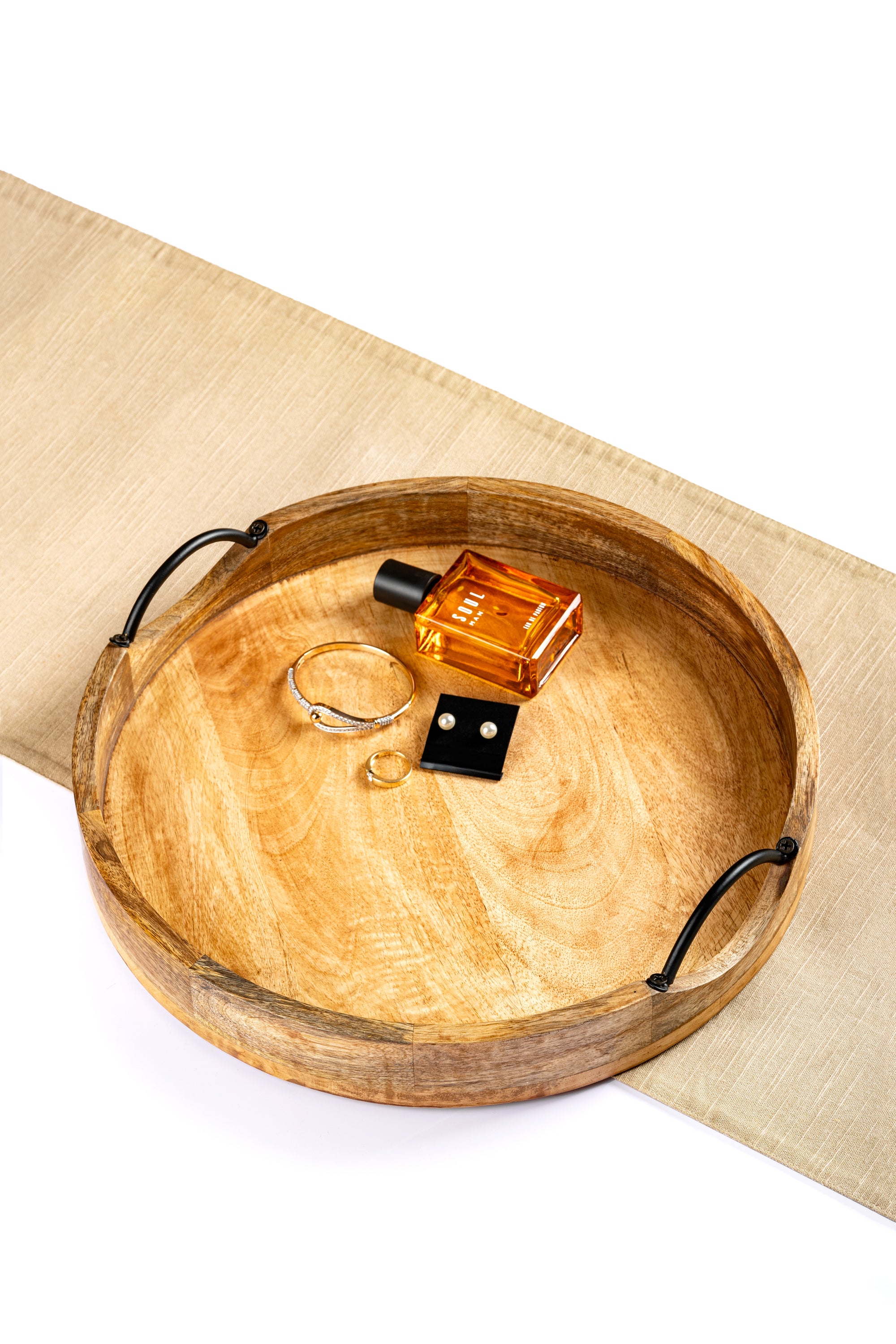 Tray Wooden - Wooden Round D Handle