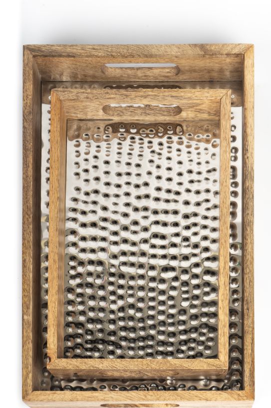 Tray Wooden Hammer Nickel Set of 2