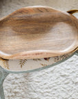 Tray Wooden - Metal Handle - Wave