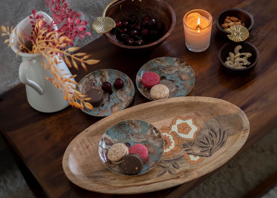 Wooden Platter - Handpainted Floral - Oval