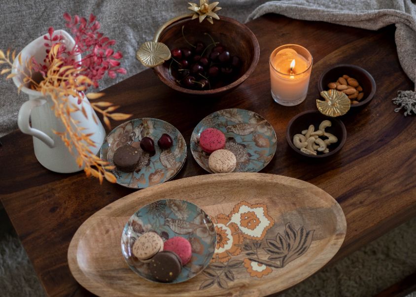 Wooden Platter - Handpainted Floral - Oval