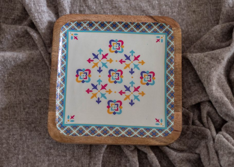 Wooden Platter Jaal Print