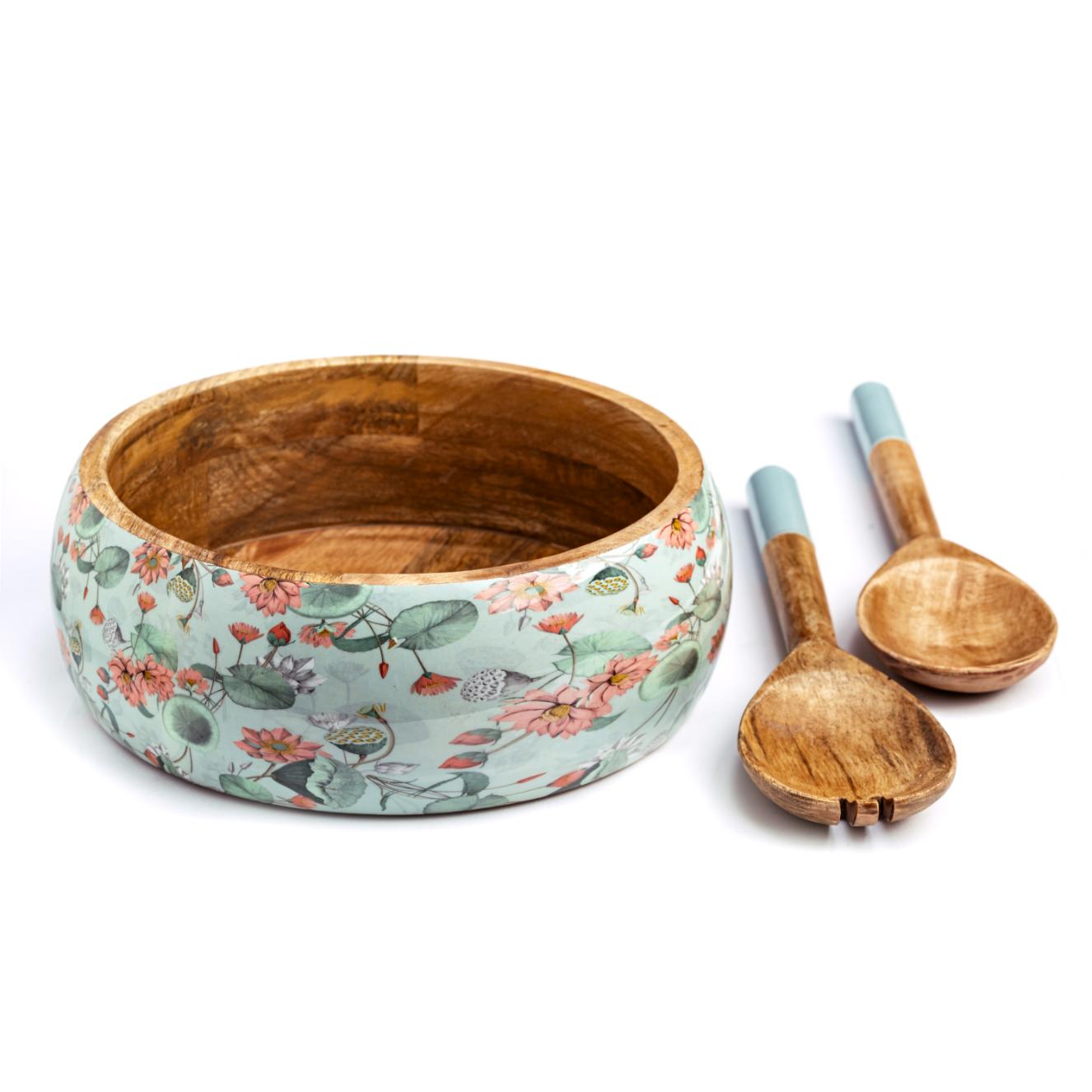 Wooden Salad Bowl + Server Set