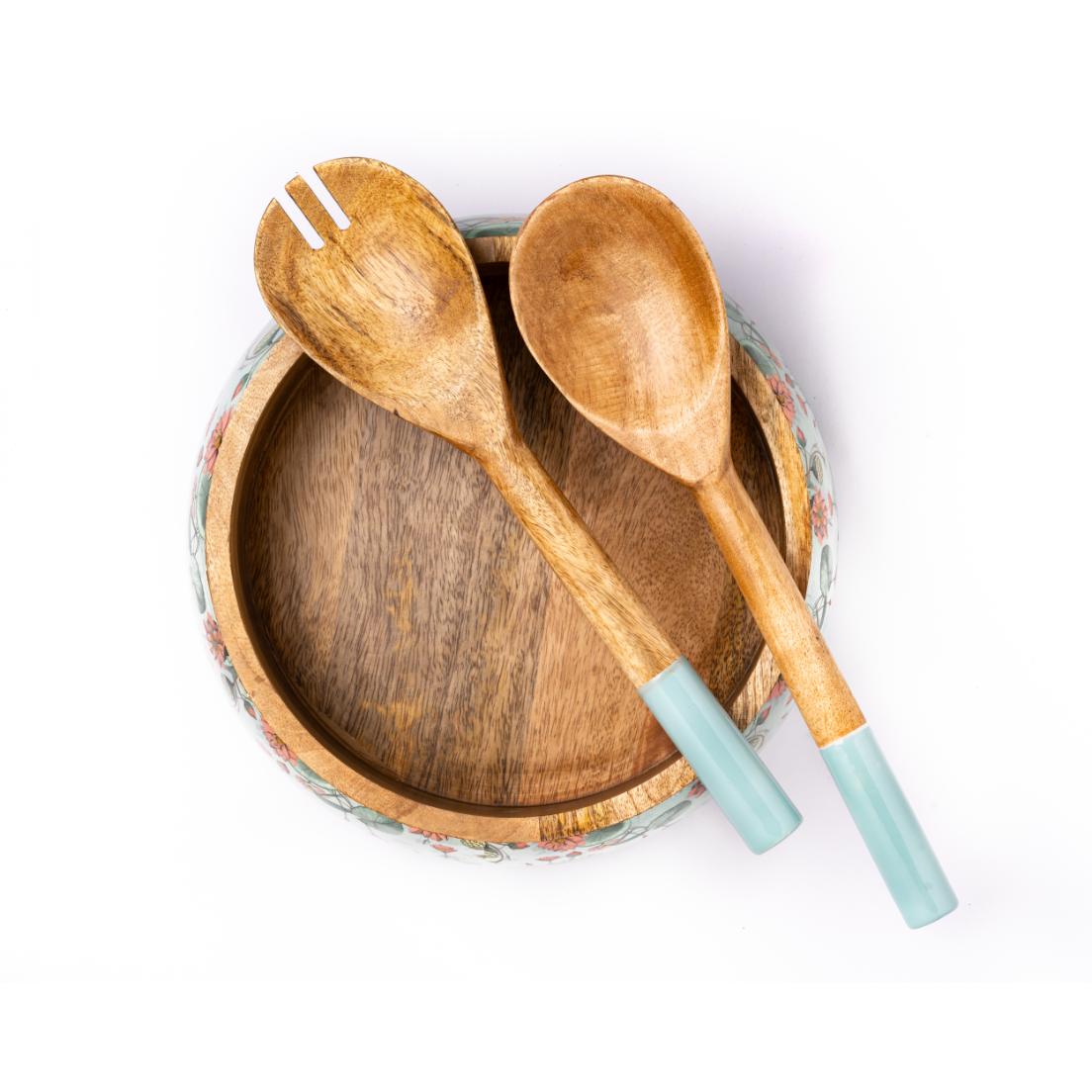 Wooden Salad Bowl + Server Set