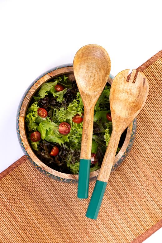 Wooden Salad Bowl + Server Set