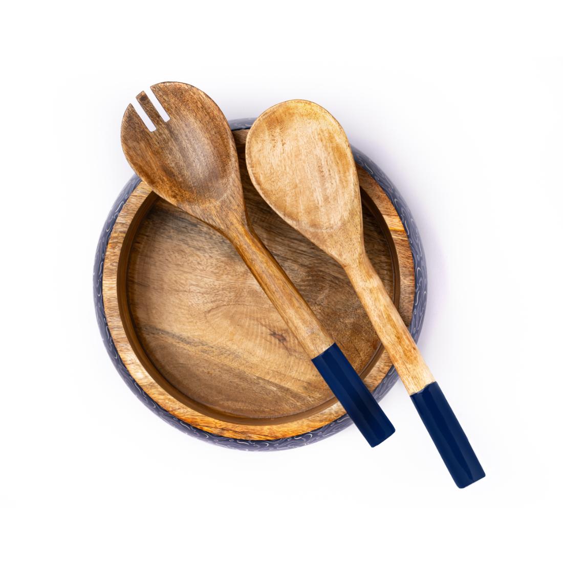 Wooden Salad Bowl + Server Set