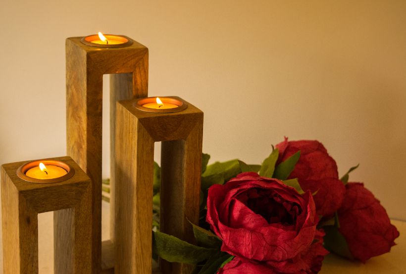 Wooden Tea Light Stand - Hollow - Set of 3
