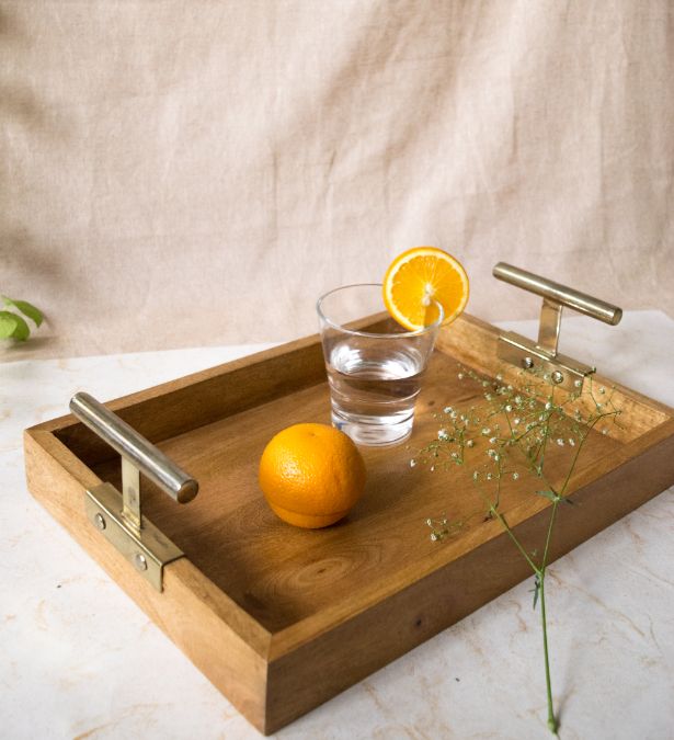 Wooden Tray - Rectangle T-Handle