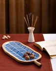 Blue Leaf Wooden Serving Platter