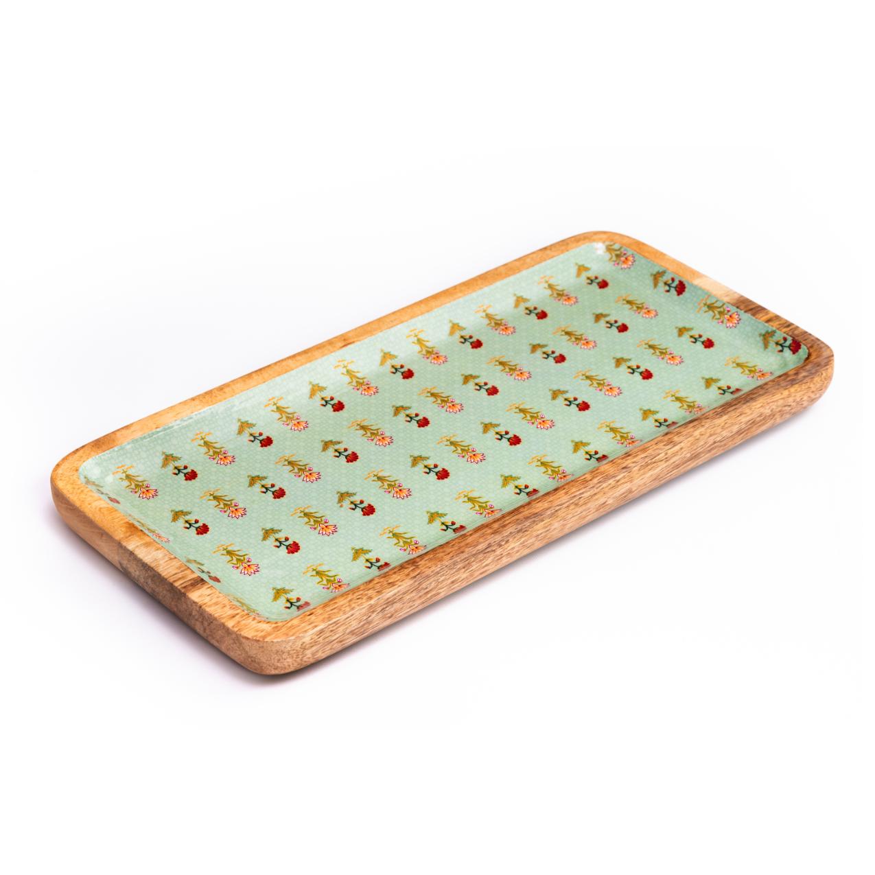 Green Mughal Wooden Serving Platter