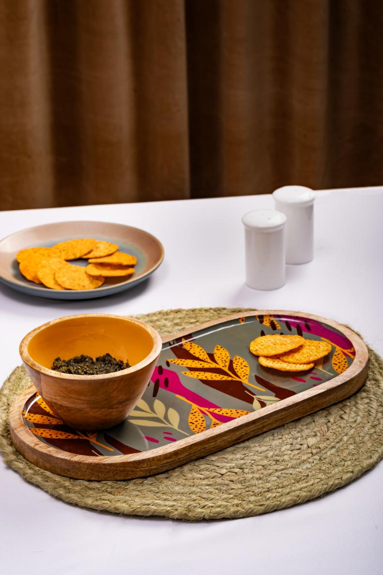 Wooden Platter with bowl