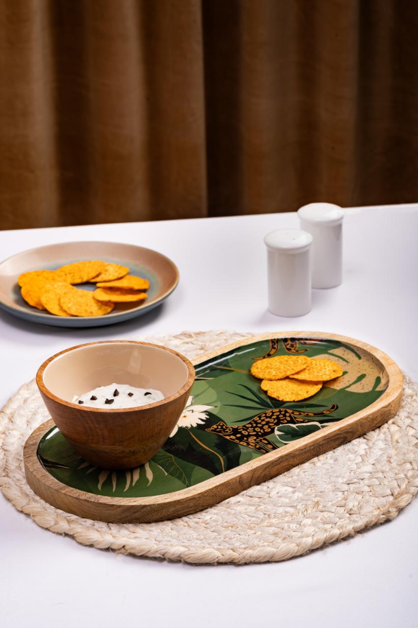 Wooden Platter with bowl
