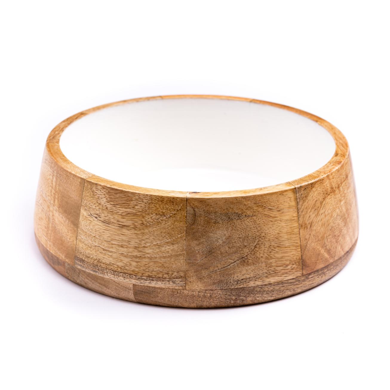 Wooden White Serving Bowl - 10"